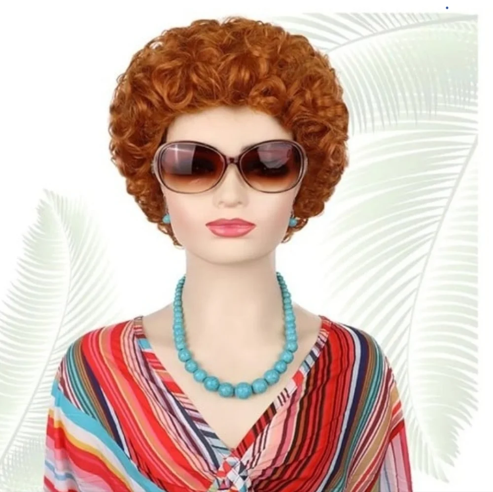 Reddish Orange Wig Short Curly Reddish Brown Wig Halloween Cosplay Costume
